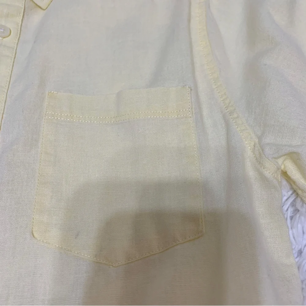Zara boy's Short Sleeve linen blend button‎ up Shirt in light yellow